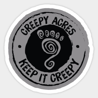 Creepy Acres foot logo (non distressed in black) Sticker